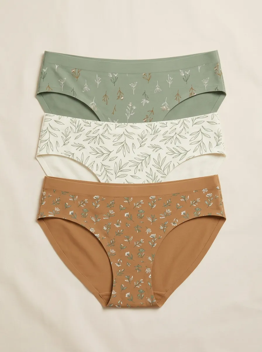 Classic Floral Botanical Leaf-Pattern Panty Set
