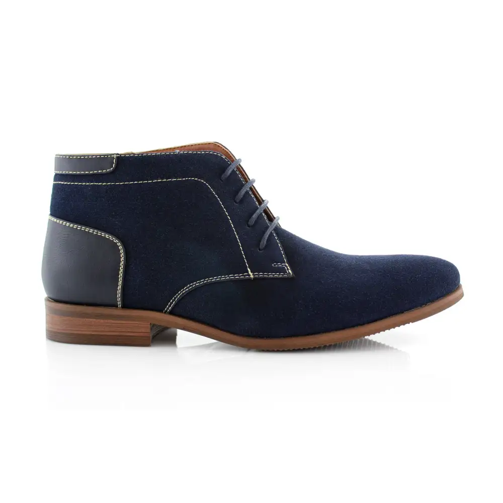 Polished Faux-Suede Suede Faux-Leather Chukka Boots