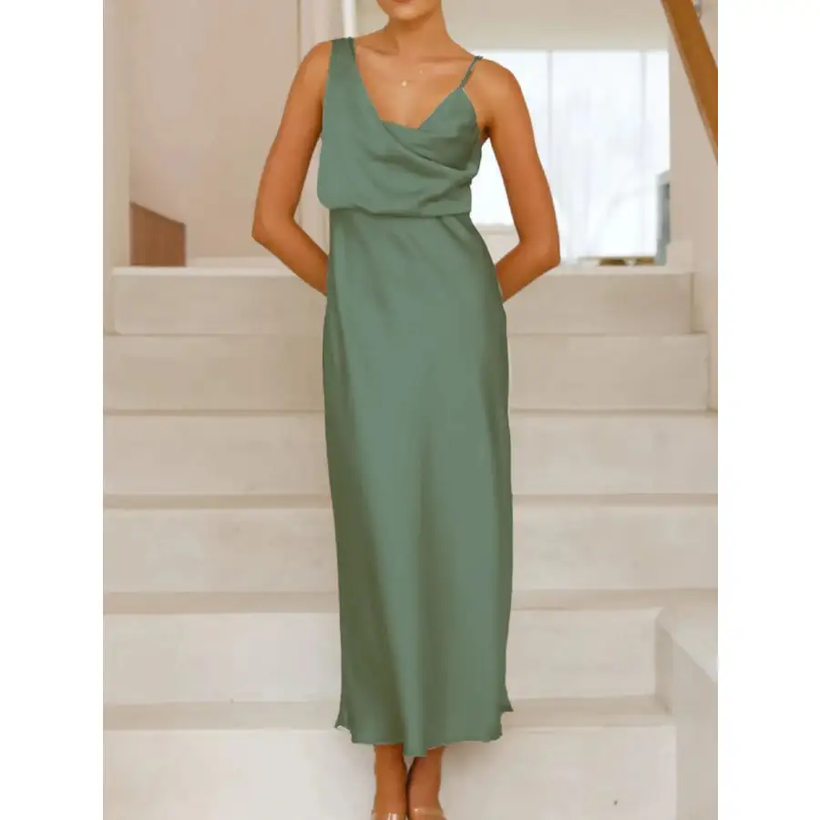 Satin Asymmetrical Midi Dress