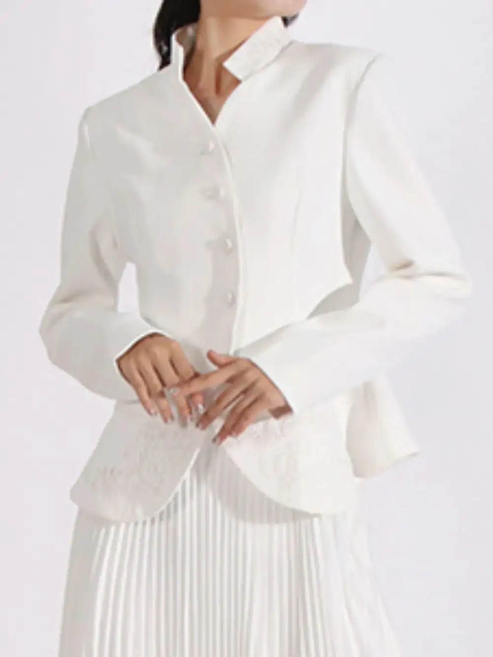 Neat Button Front Long Sleeve Coordinated Set