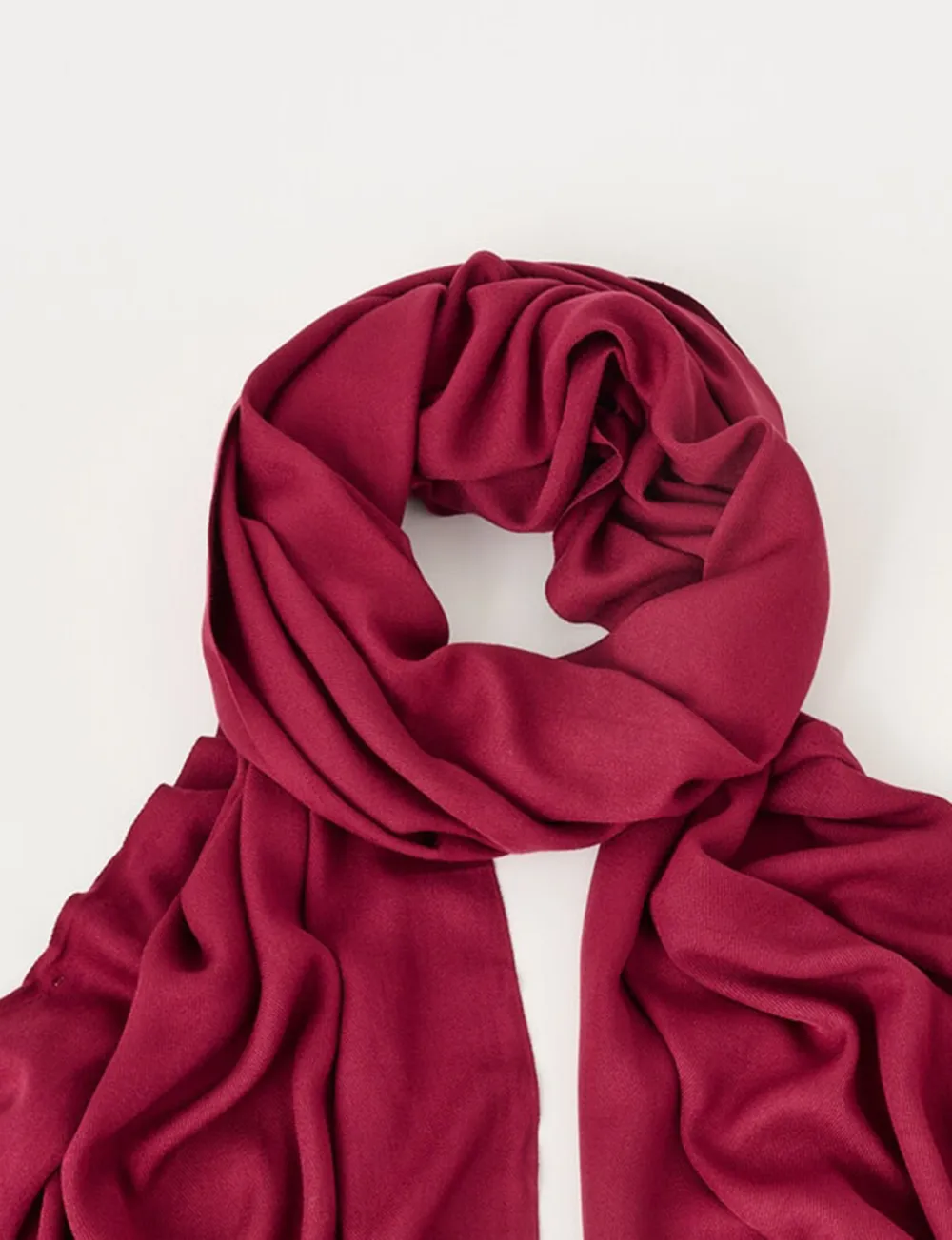 Elegant Cranberry Red Fringe Scarf