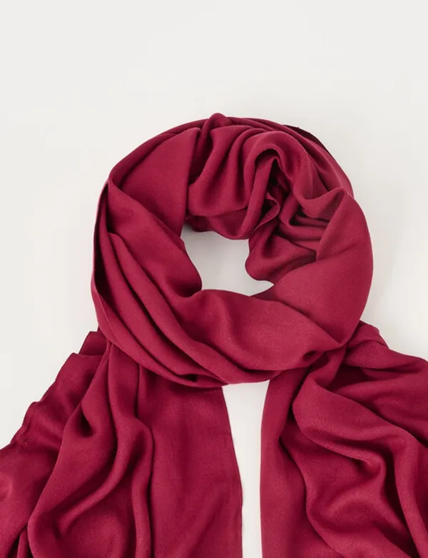 Elegant Cranberry Red Fringe Scarf