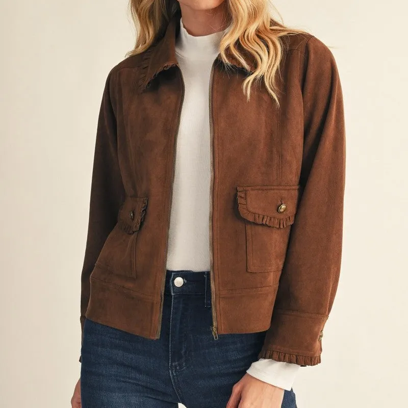 Suede Ruffle Jacket