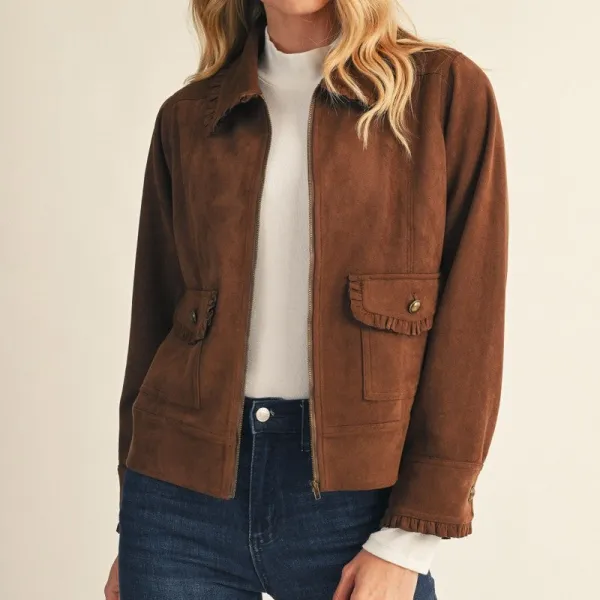 Suede Ruffle Jacket