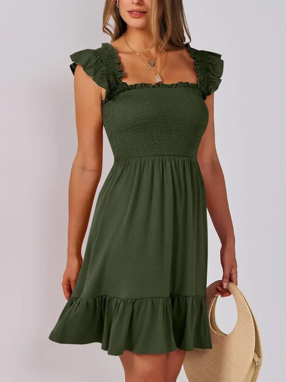 Ruffle Smocked Mini Dress