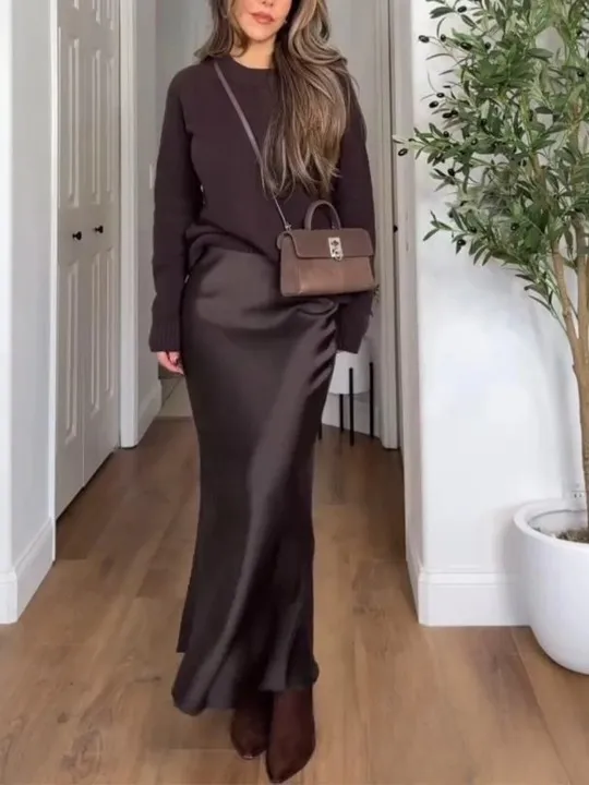 Satin Silk A-Line Skirt