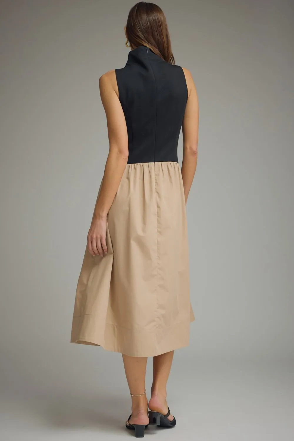Mixed Media Mock Neck Dress