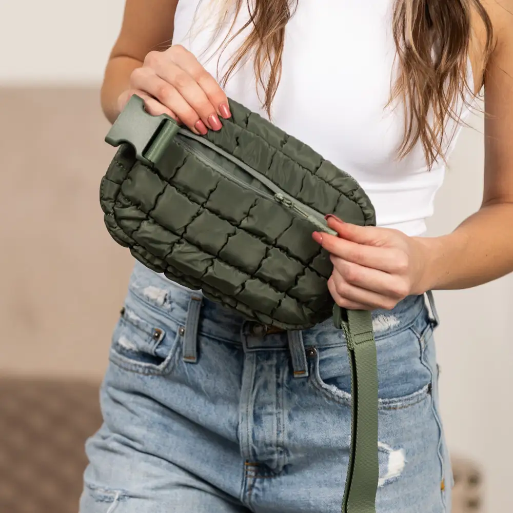 Quilted Puffer Sling Crossbody Belt Bag