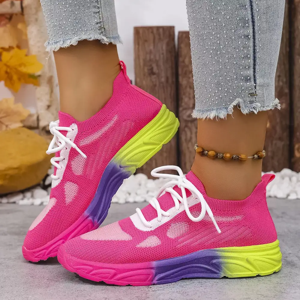 Lace-Up Round Toe Sneakers