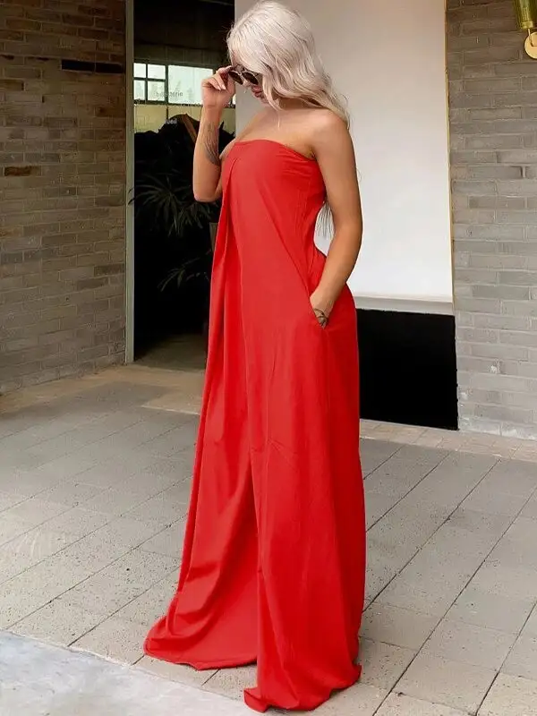 And Wide Leg Tube Jumpsuit