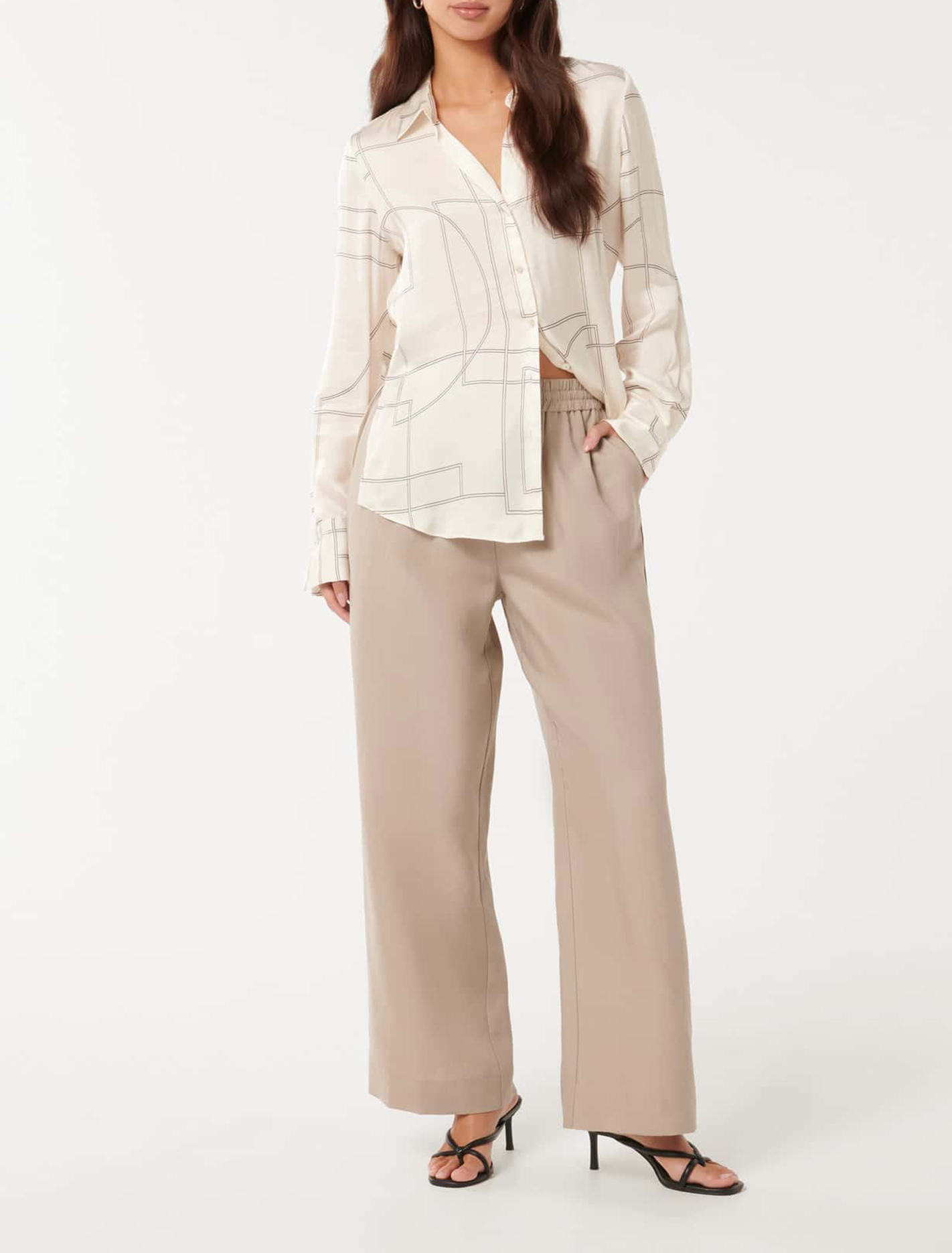 Notched Neck Satin Shirt