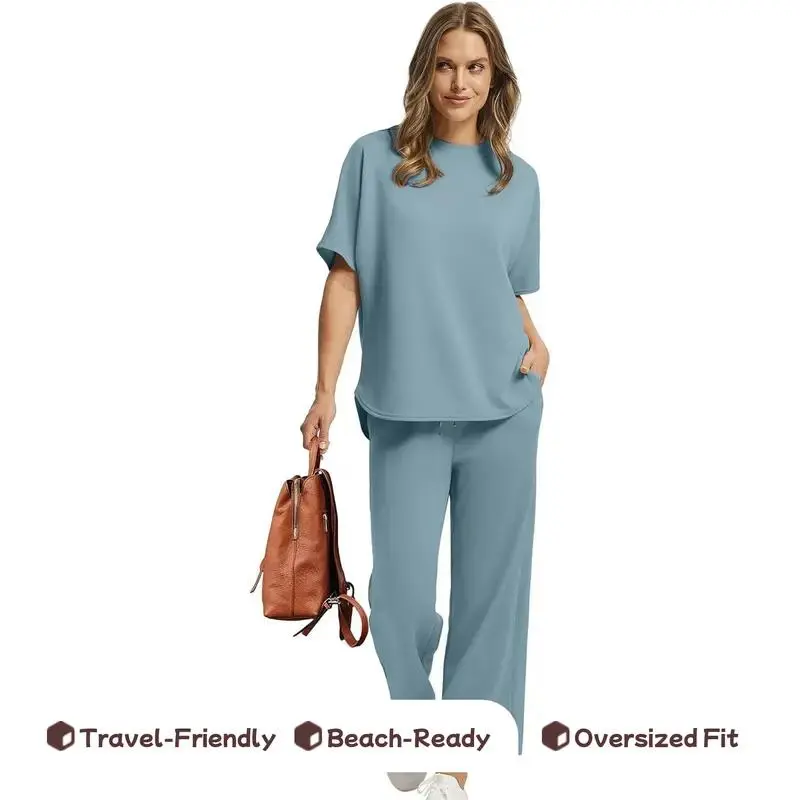 Women's two-piece summer set: Loose wide-leg shorts and casual top