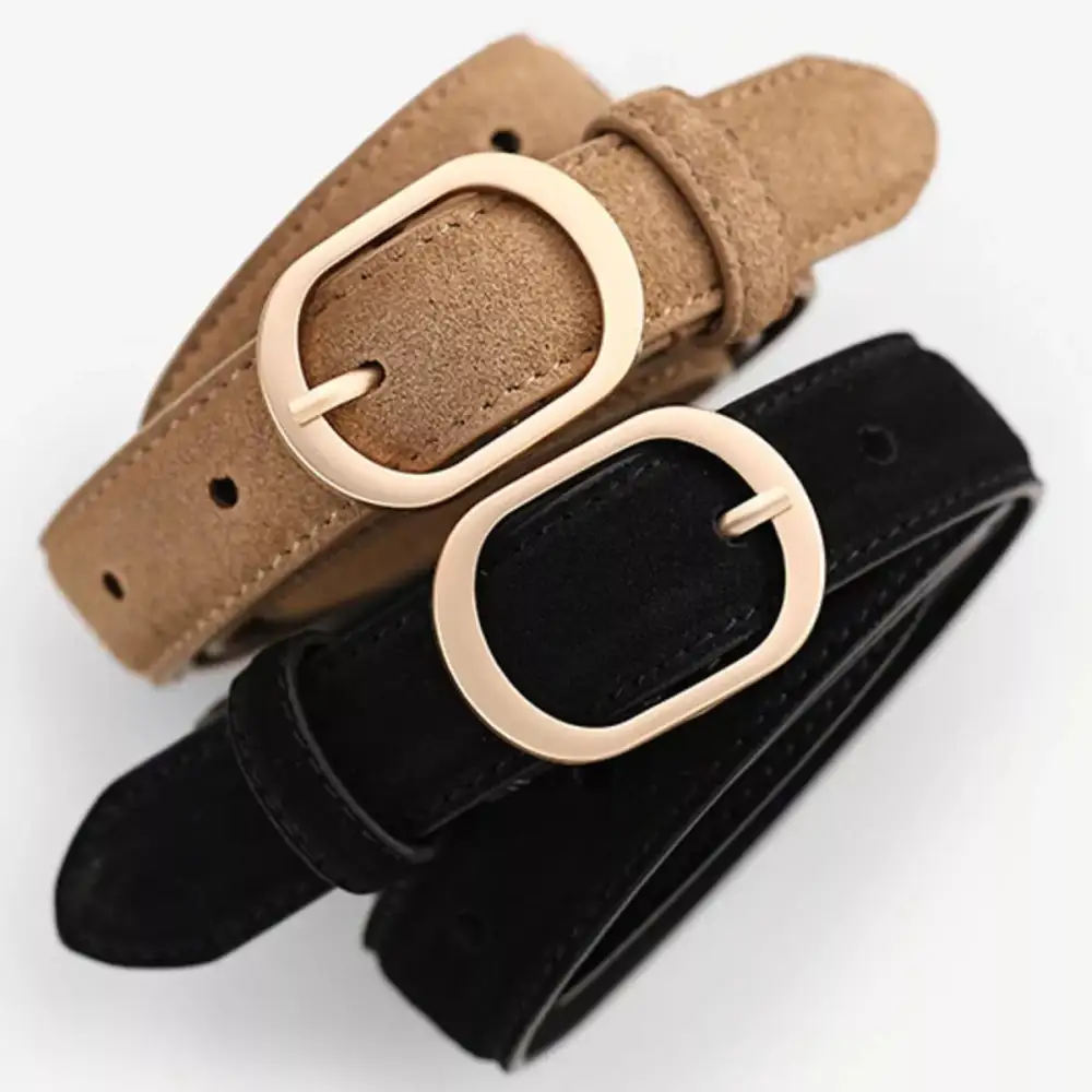 Fresh Leather Belt with Golden Buckle