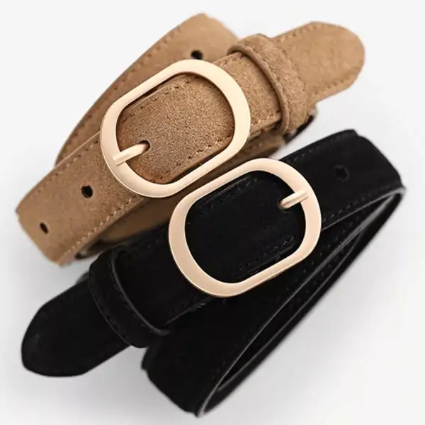 Fresh Leather Belt with Golden Buckle