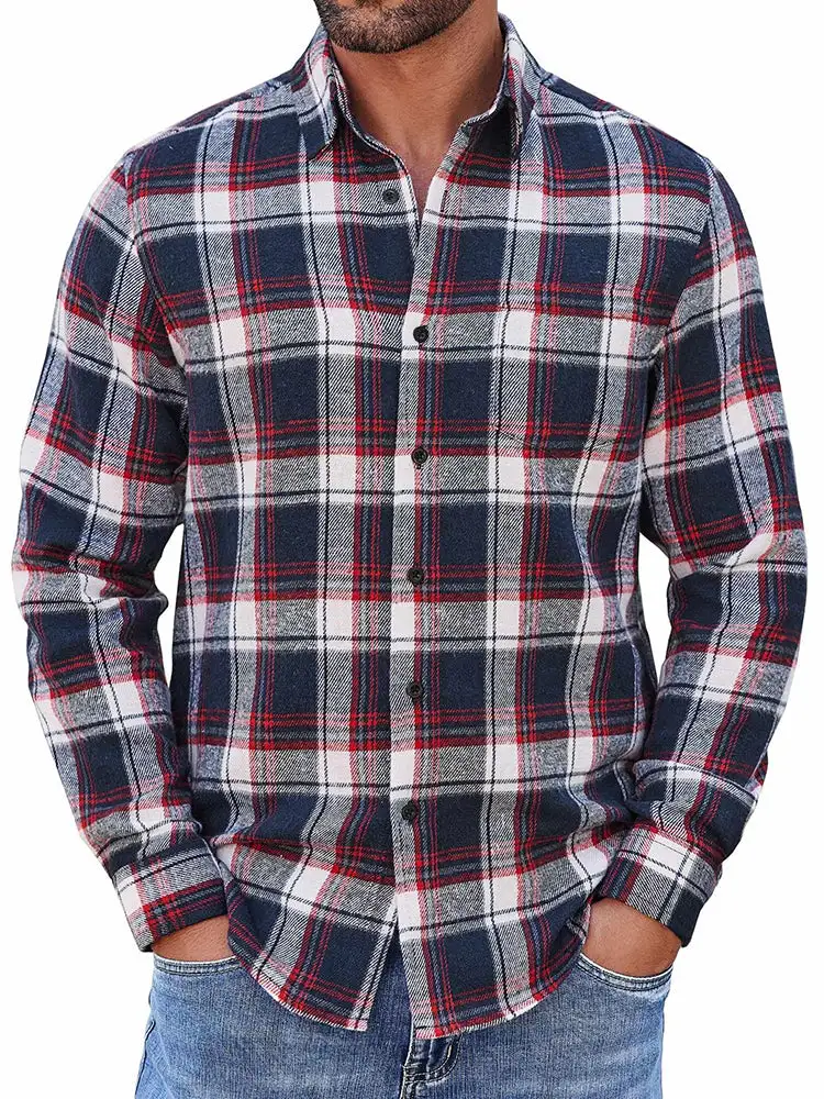Casual Button Down Plaid Flannel Shirt