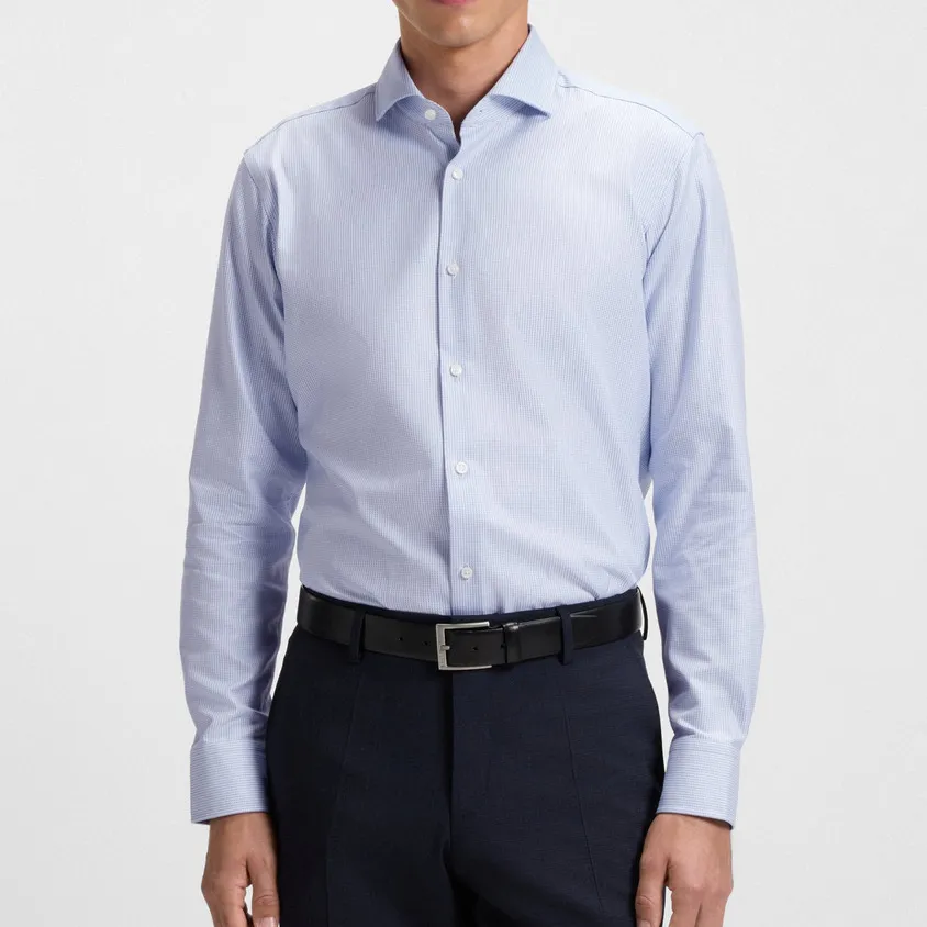Structured Business Spread-Collar Men's Shirt