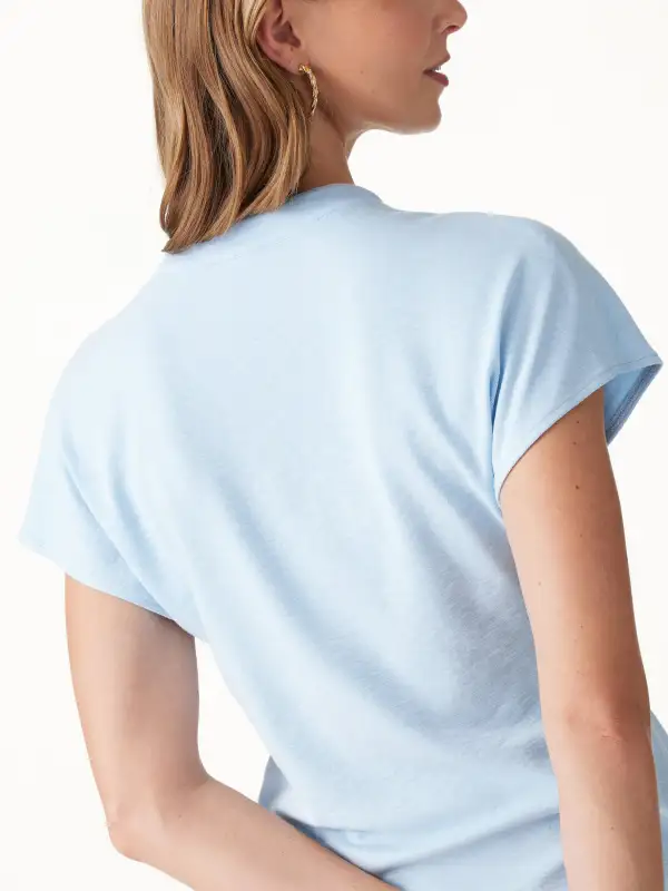 Collared V-Neck Short Sleeve Top