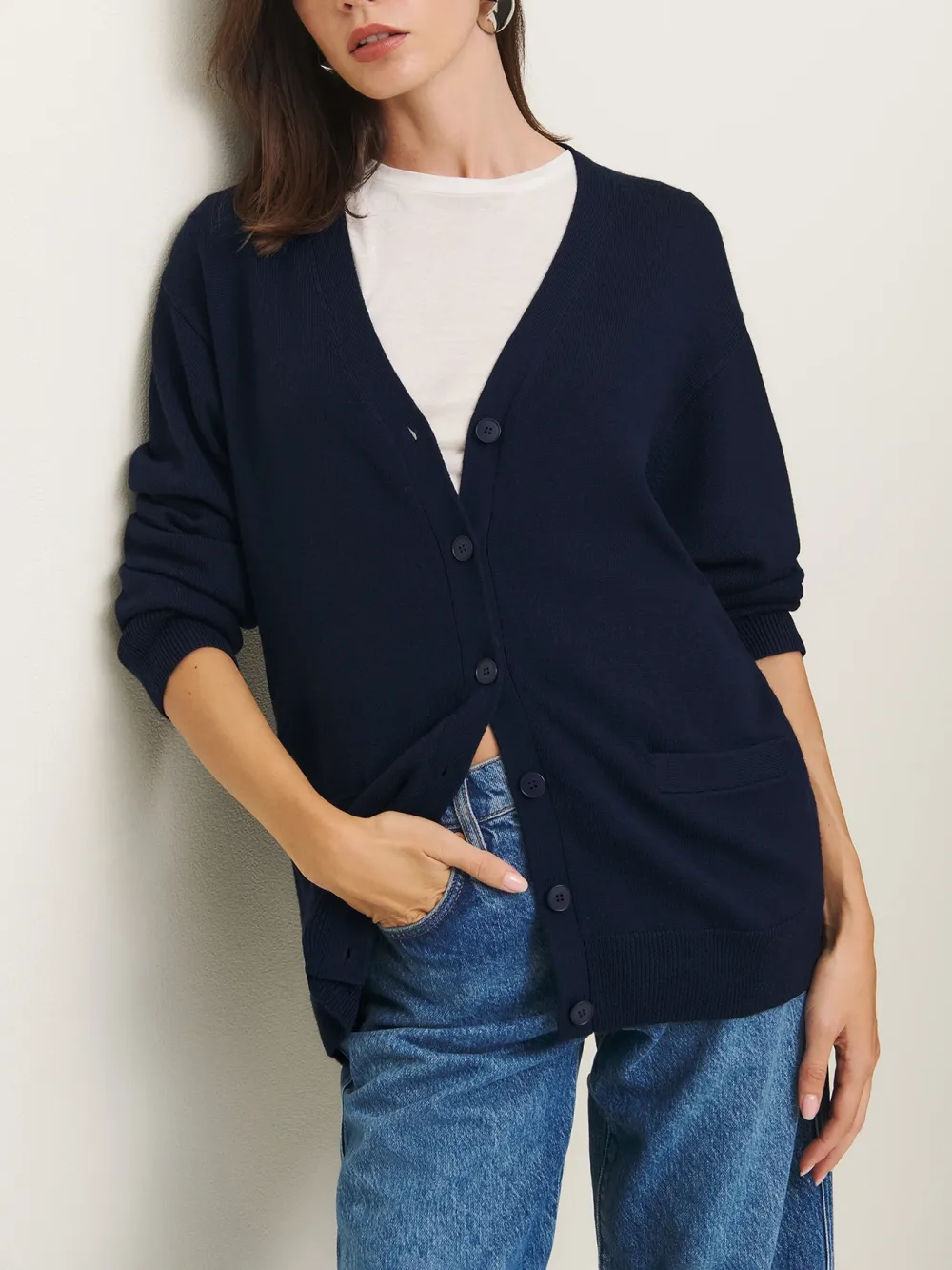 Patch Pocket Open Front Cardigan