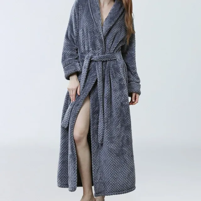 Long Sleeve Soft Flannel Bathrobe
