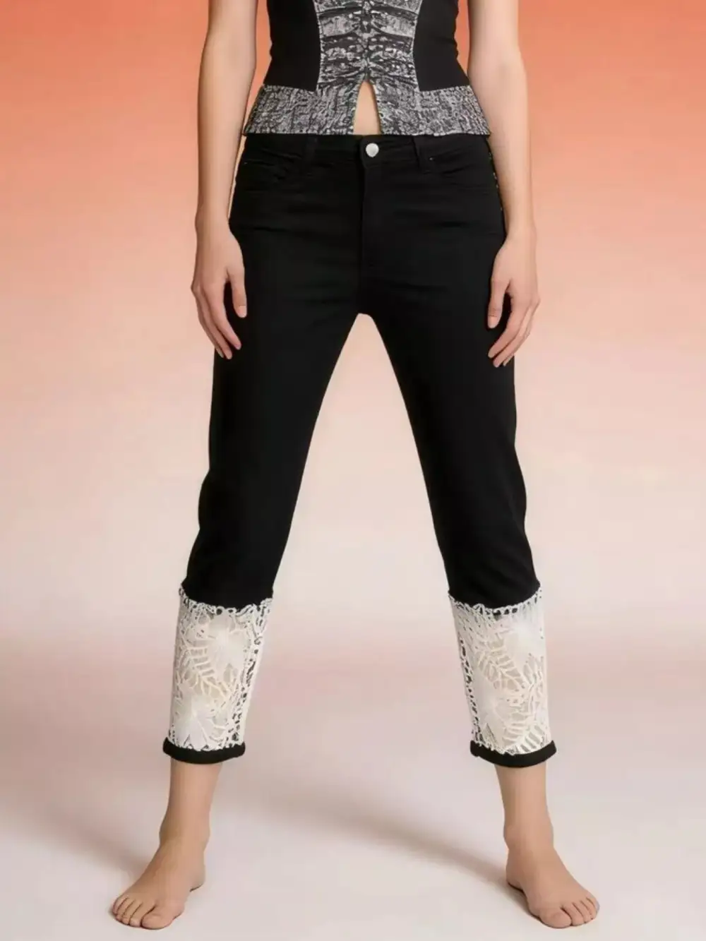Contoured Pocketed Denim Jeans