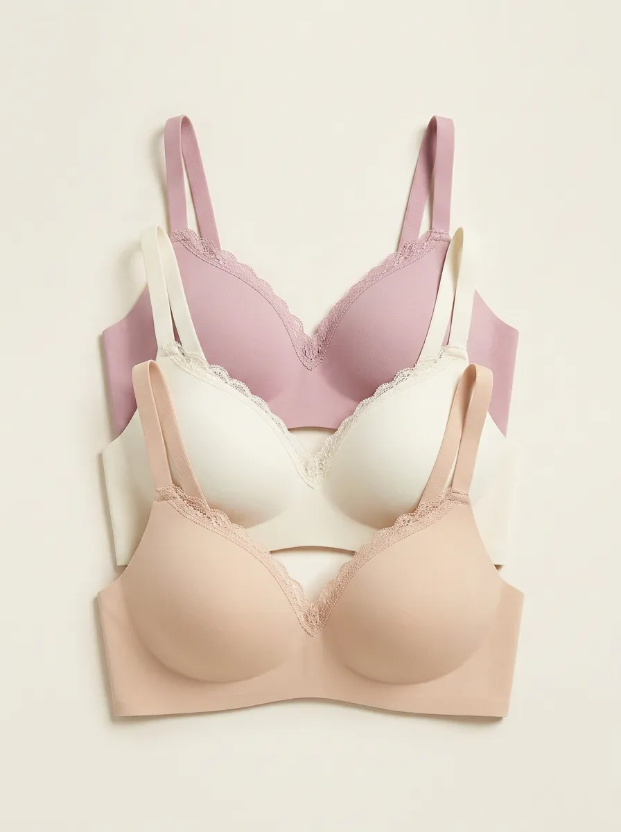 Lace-Trim Women's Three-Piece Bra Set