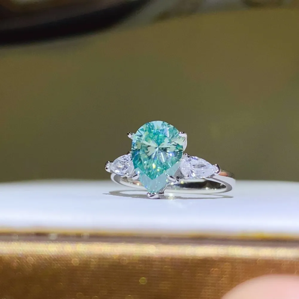 Platinum-Plated Sterling Moissanite Ring
