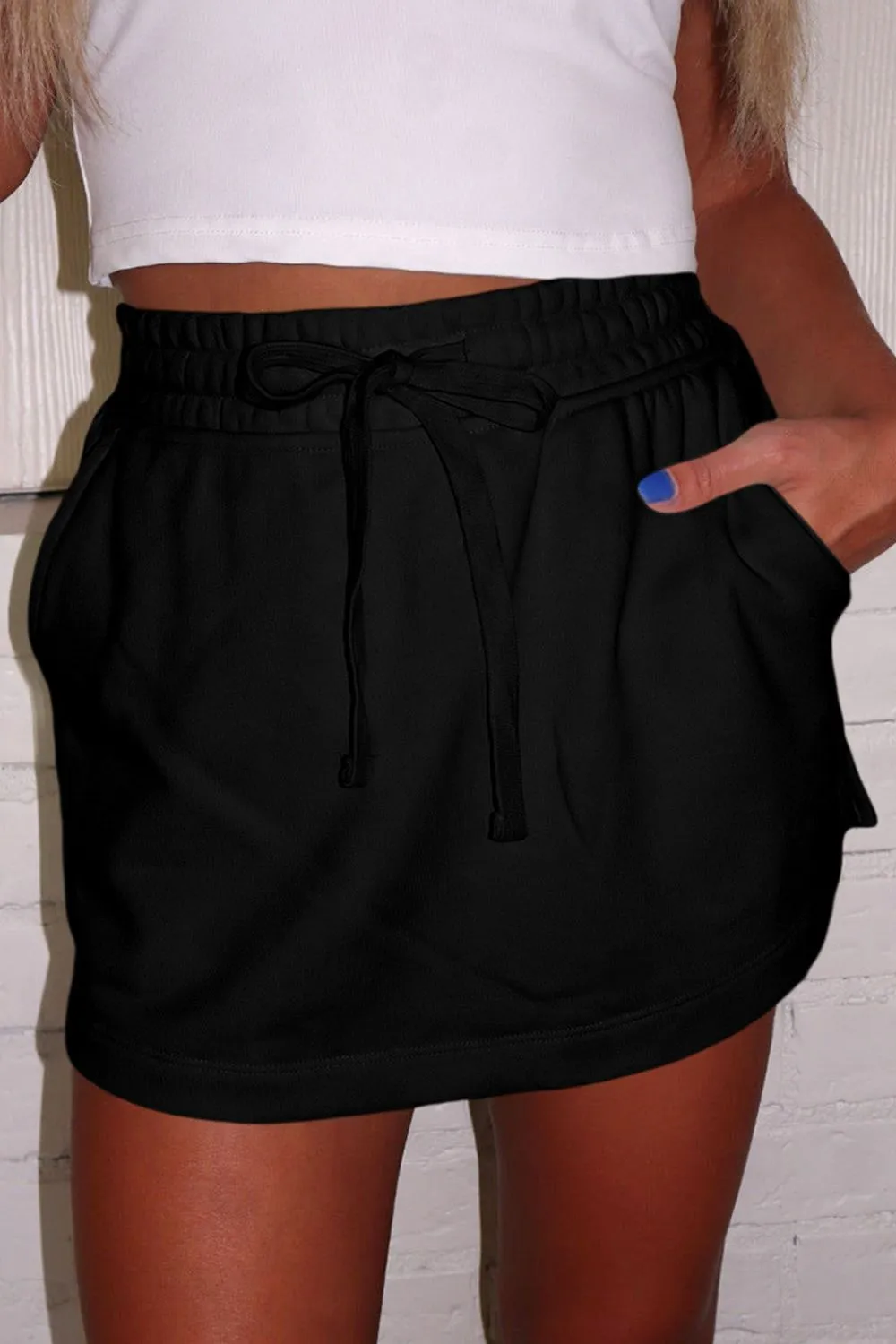 Everyday Drawstring Wrap Front Skirt