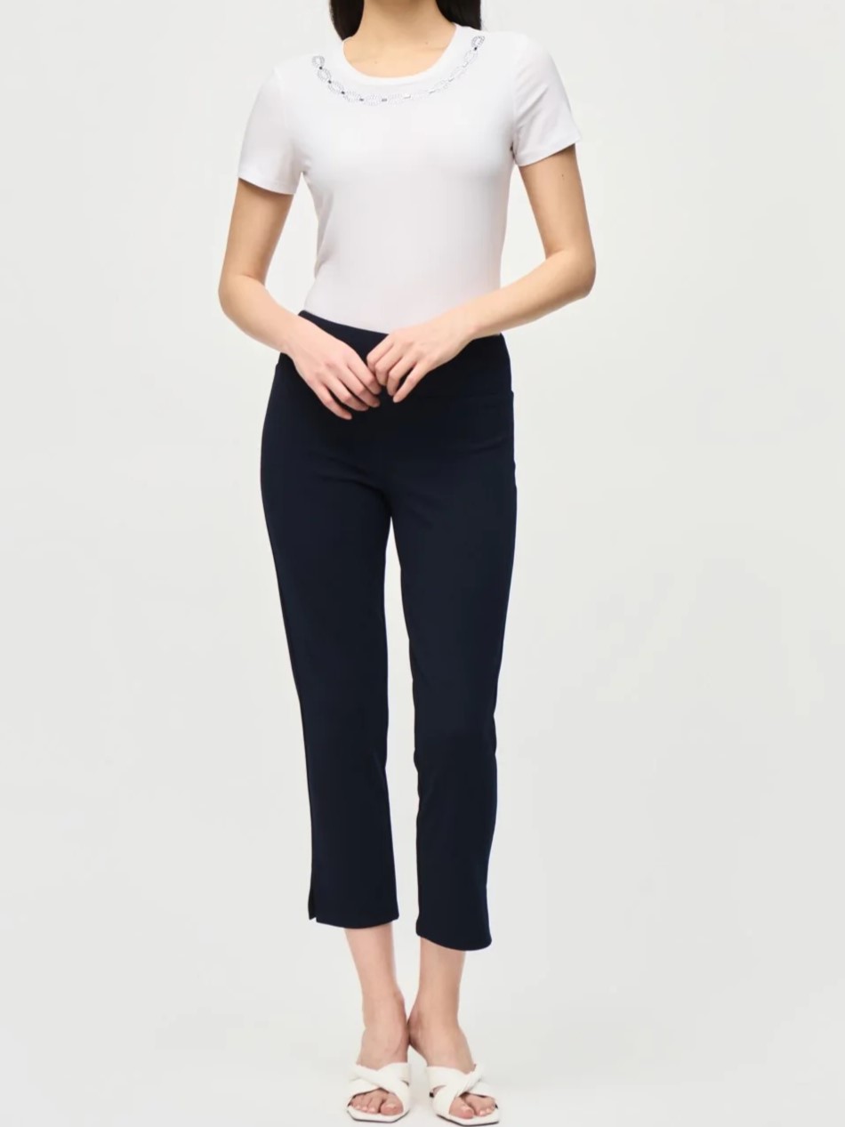 White Embellished Neckline T - Shirt