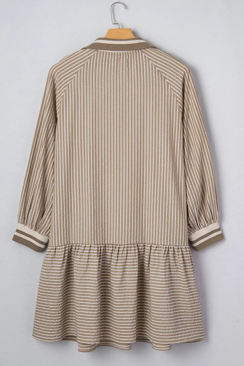 Striped Zip Front Ruffle Mini Dress