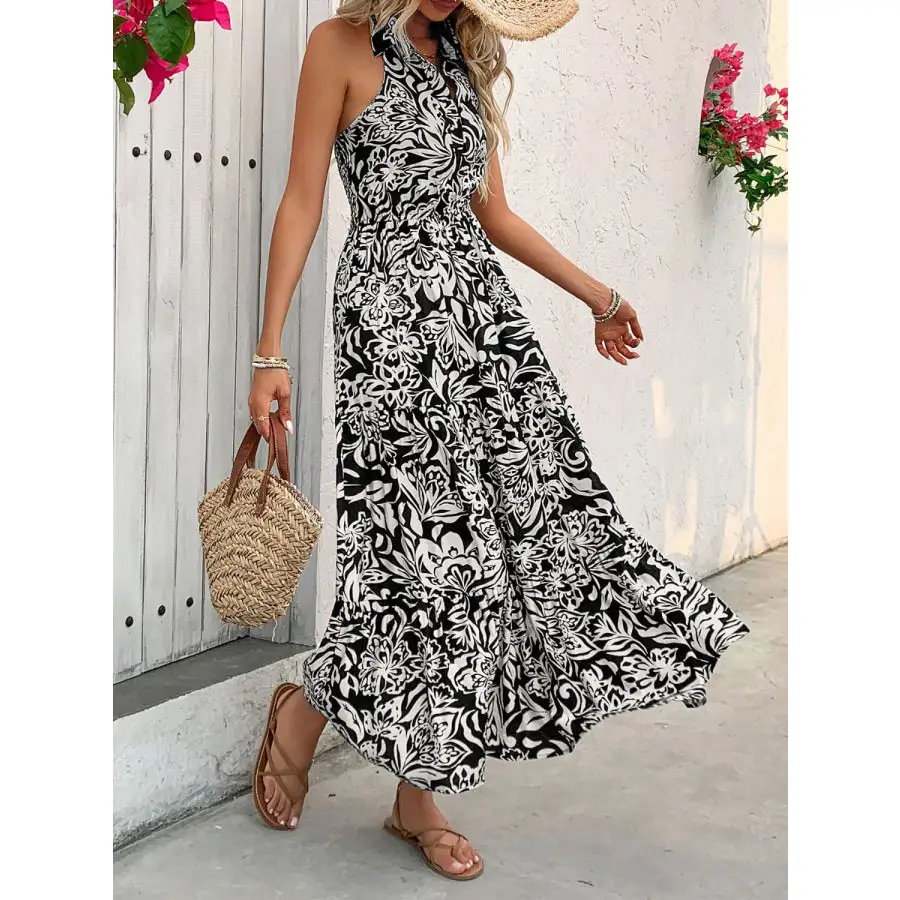 Backless Smocked Sleeveless Midi Dress