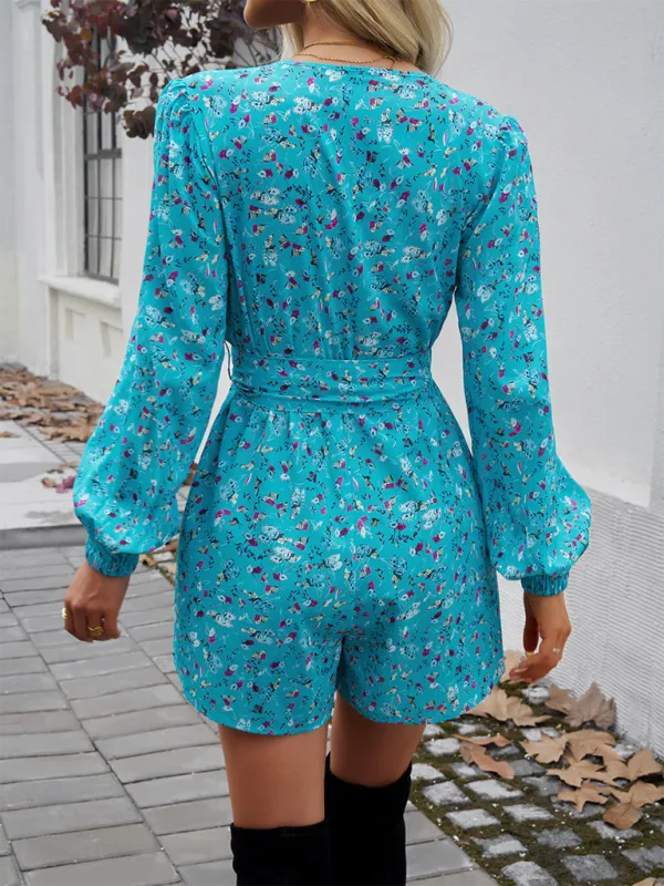 Bella Floral Long Sleeve High Waist Jumpsuit