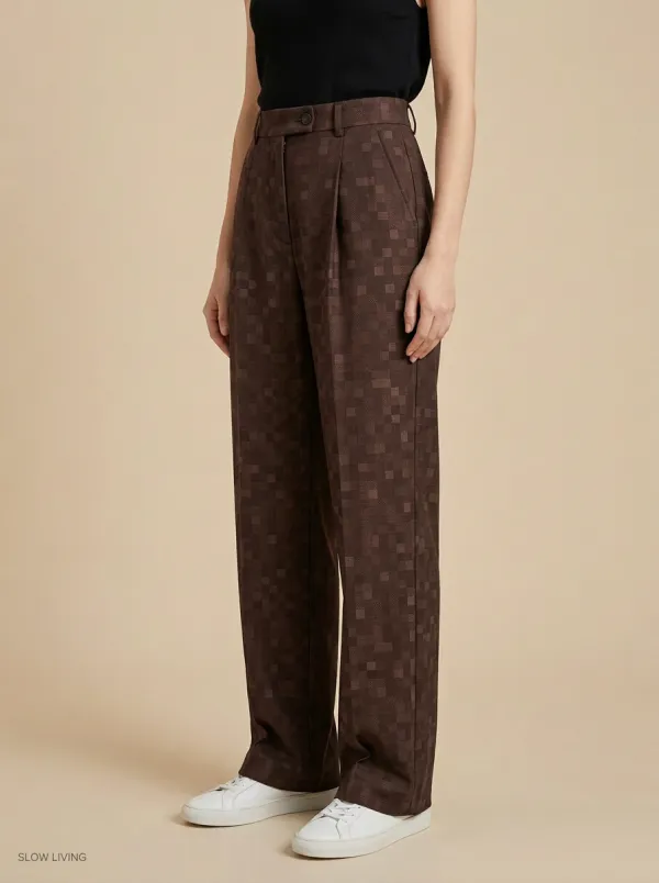 Structured Wide-Leg Printed Women's Wide-Leg Pants