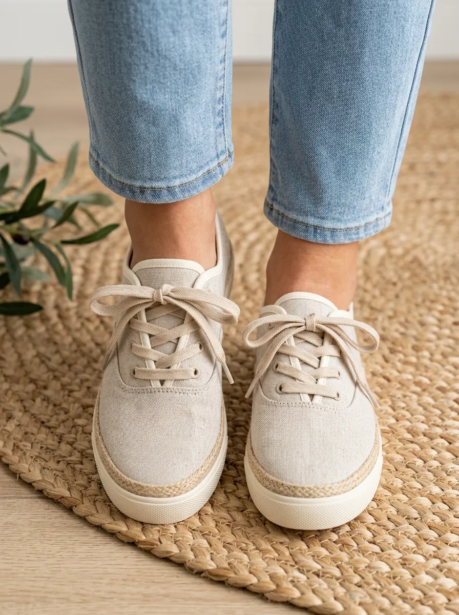 Women's Jute-Trim Minimal Canvas Sneakers