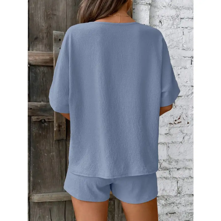 V Neck Half Sleeve Top and Shorts Set