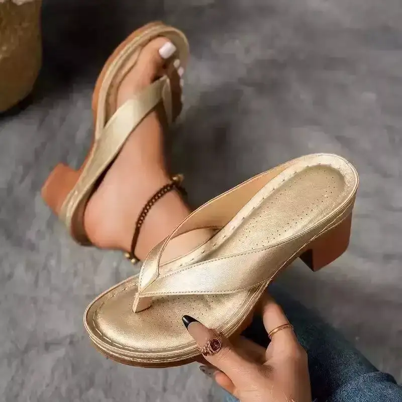 Refined Toe Post Block Heel Sandals