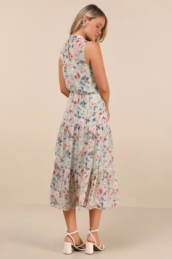In My Dreams Mauve Floral Print Midi Dress