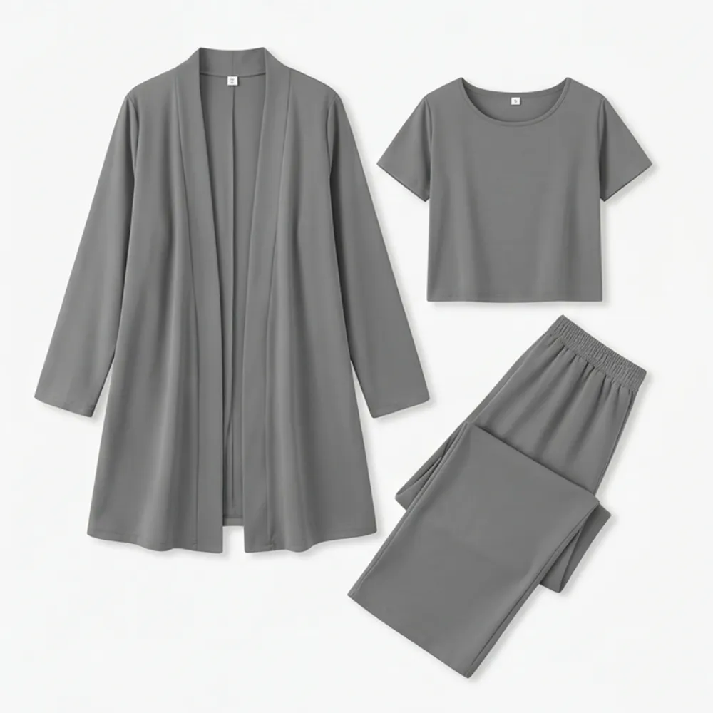 Drape Cardigan Three Piece Set