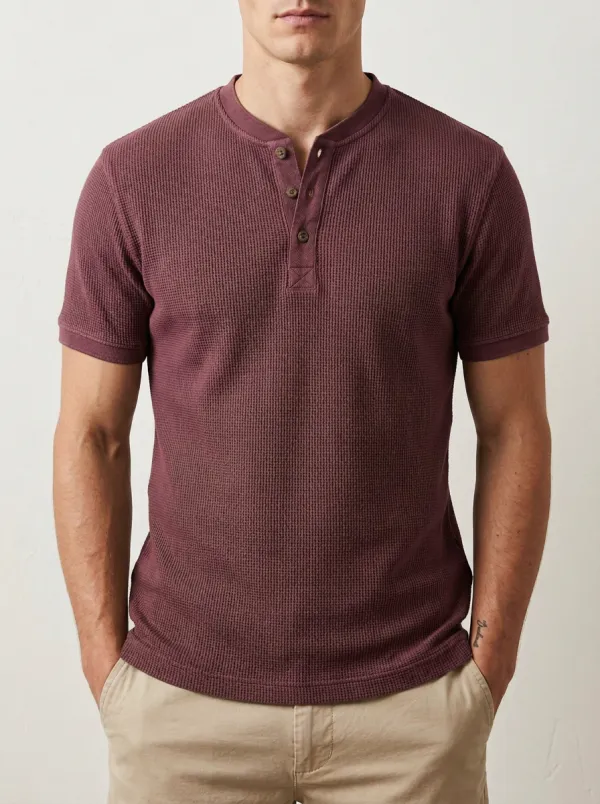 Men's Dynamic Waffle Knit Henley Shirt