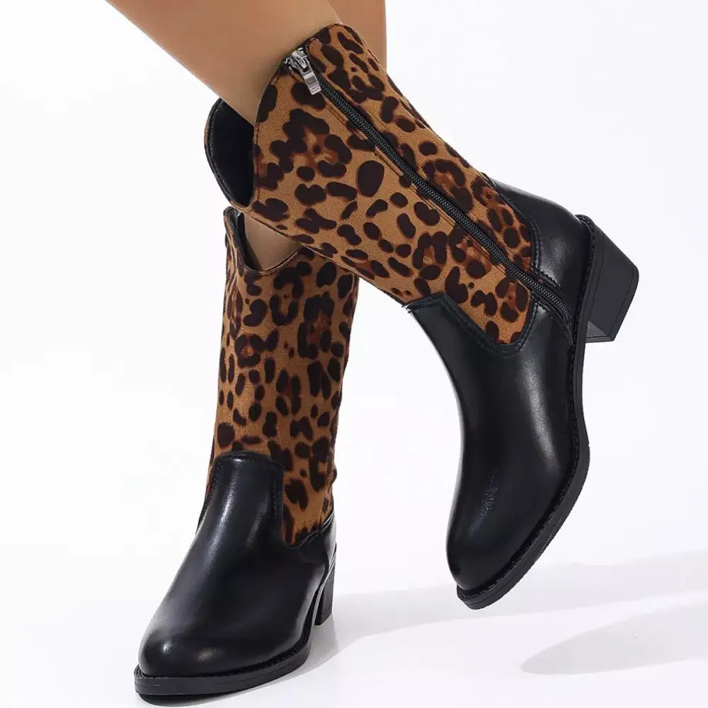 Point Toe Block Heels Boots