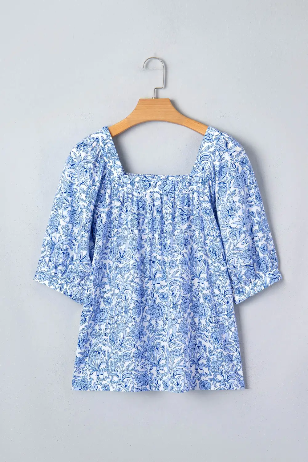 Floral Pleated Puff Sleeve Blouse