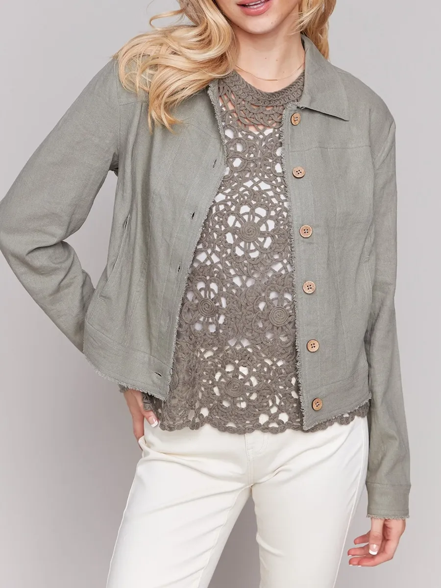 Fashionable And Versatile Linen Blend Women's Jacket