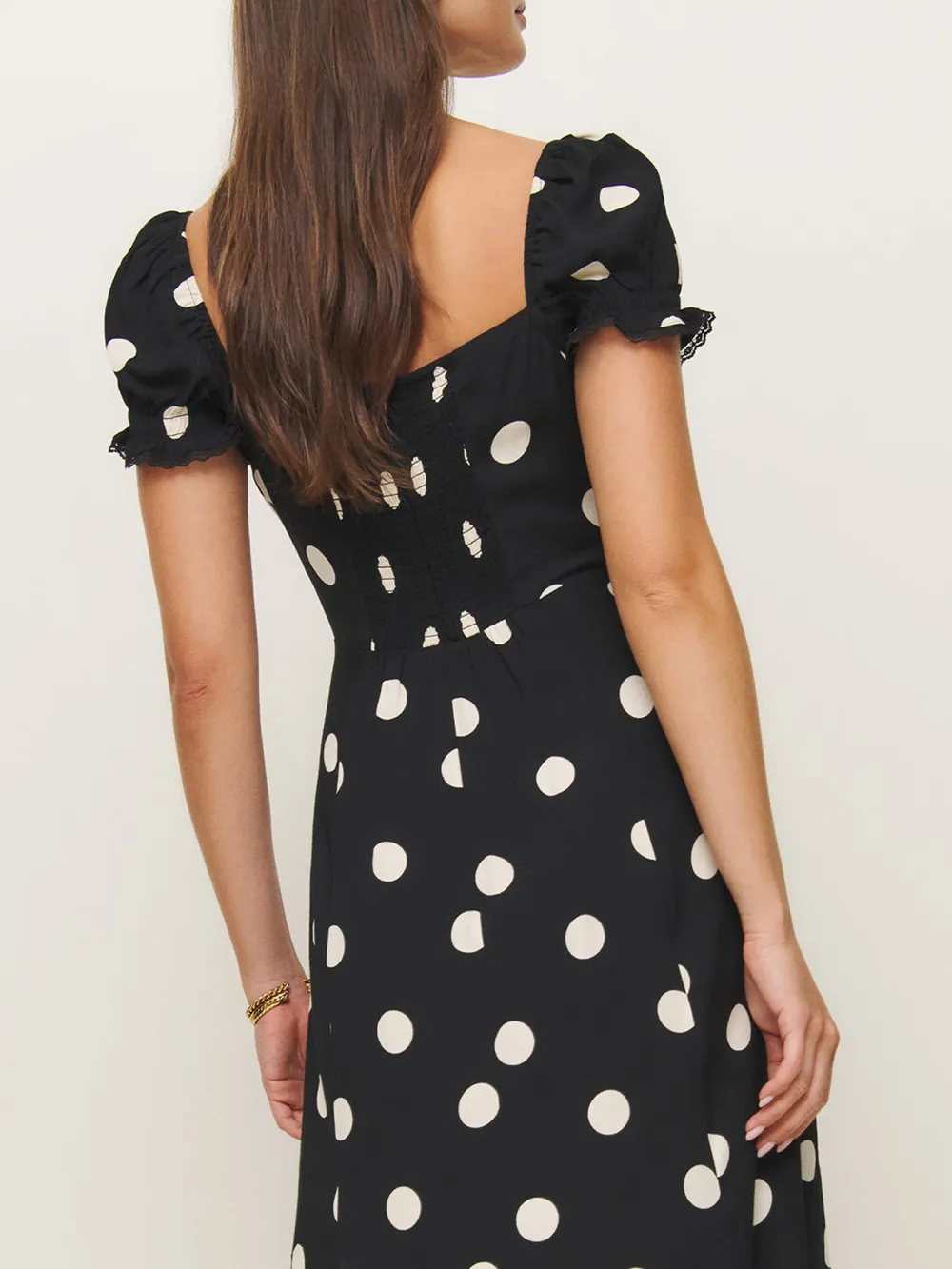 Gingham Puff Sleeve V Neck Maxi Dress