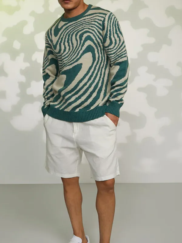Abstract Design Crew Neck Sweater