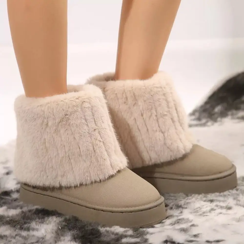 Fuzzy Round Toe Platform Boots