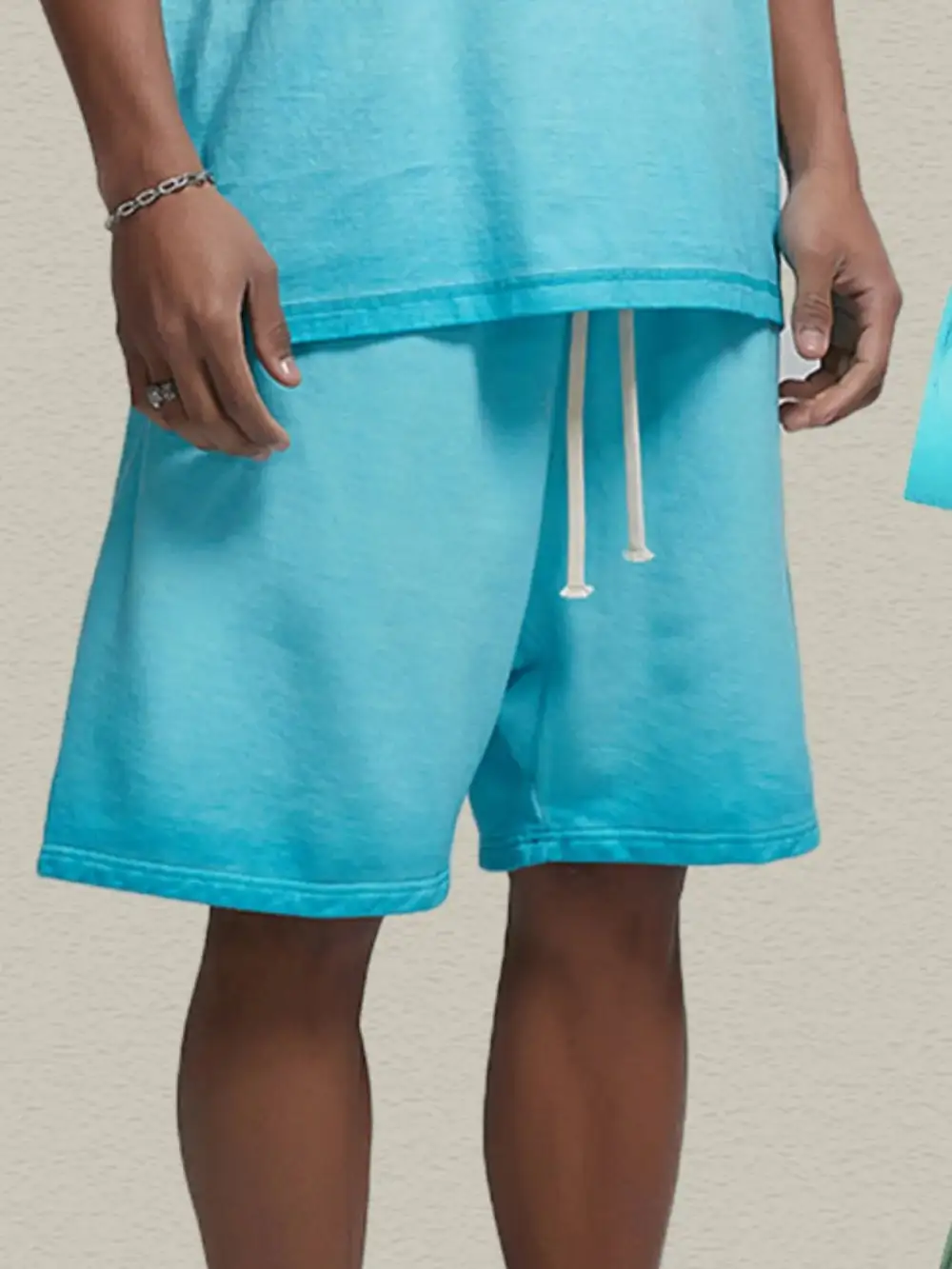 Simple Drawstring Cotton Blend Casual Shorts
