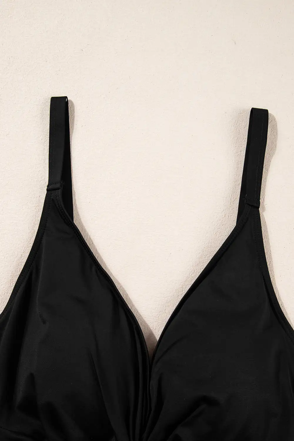V Neck Twist Ruched One Piece Swimsuit