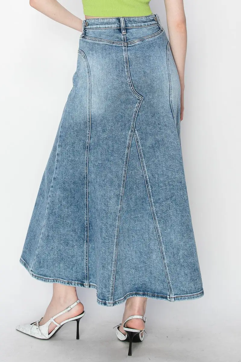 Everyday Cropped Stretch Denim Maxi Skirt