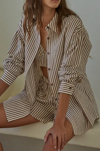 Textured Striped Relaxed Set