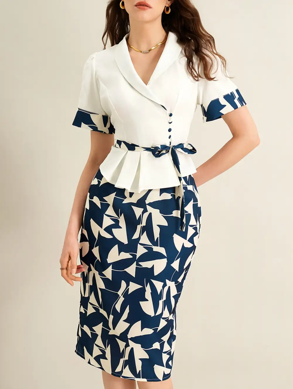 Abstract Print Skirt Set
