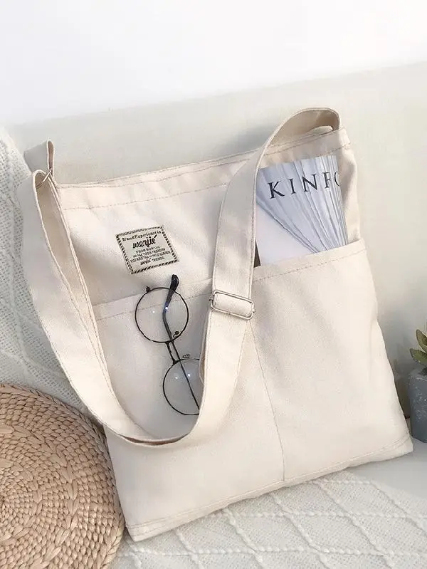Canvas Zip-Top Shoulder Bag